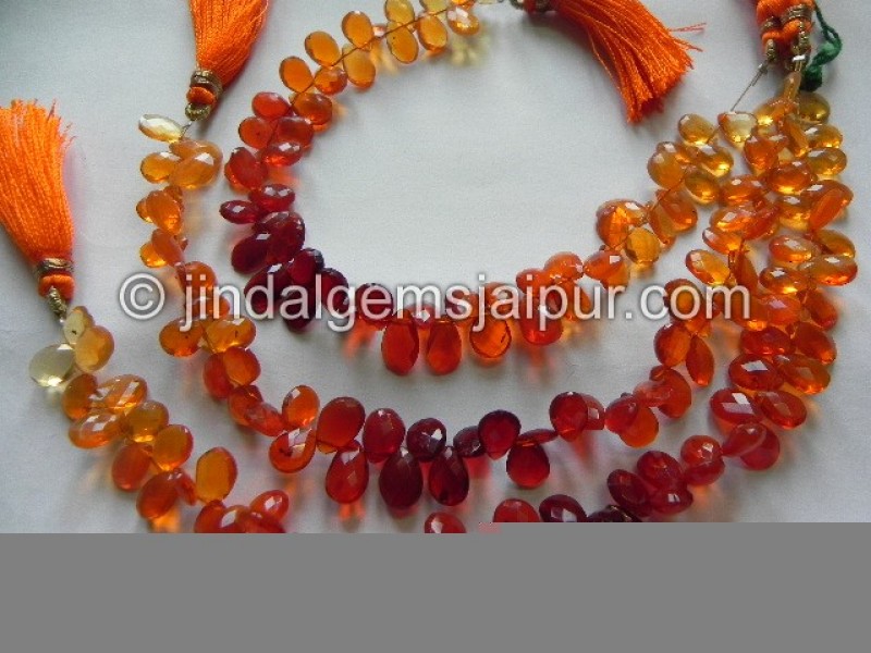 Fire Opal Faceted Pear Shape Beads